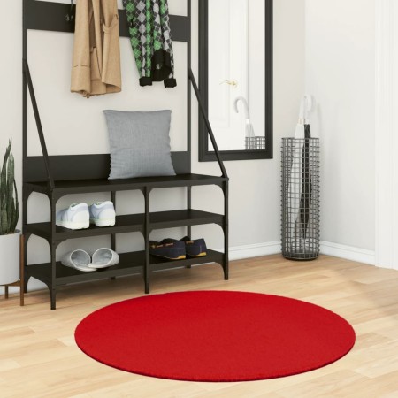vidaXL Teppich HUARTE Kurzflor Weich und Waschbar Rot Ø 100 cm