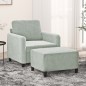 vidaXL Sessel mit Hocker Hellgrau 60 cm Samt vidaXL Sessel mit Hocker Hellgrau 60 cm Samt