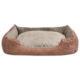 vidaXL Hundebett mit Kissen PU Kunstleder Größe L Beige