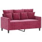 vidaXL 2-tlg. Sofagarnitur mit Kissen Weinrot Samt vidaXL 2-tlg. Sofagarnitur mit Kissen Weinrot Samt