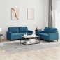 vidaXL 2-tlg. Sofagarnitur mit Kissen Blau Samt vidaXL 2-tlg. Sofagarnitur mit Kissen Blau Samt
