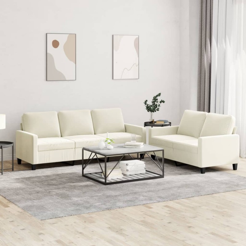 vidaXL 2-tlg. Sofagarnitur mit Kissen Creme Samt vidaXL 2-tlg. Sofagarnitur mit Kissen Creme Samt