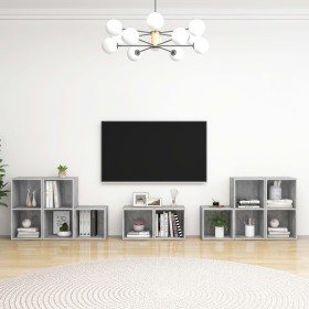vidaXL 8-tlg. TV-Schrank-Set Betongrau Holzwerkstoff