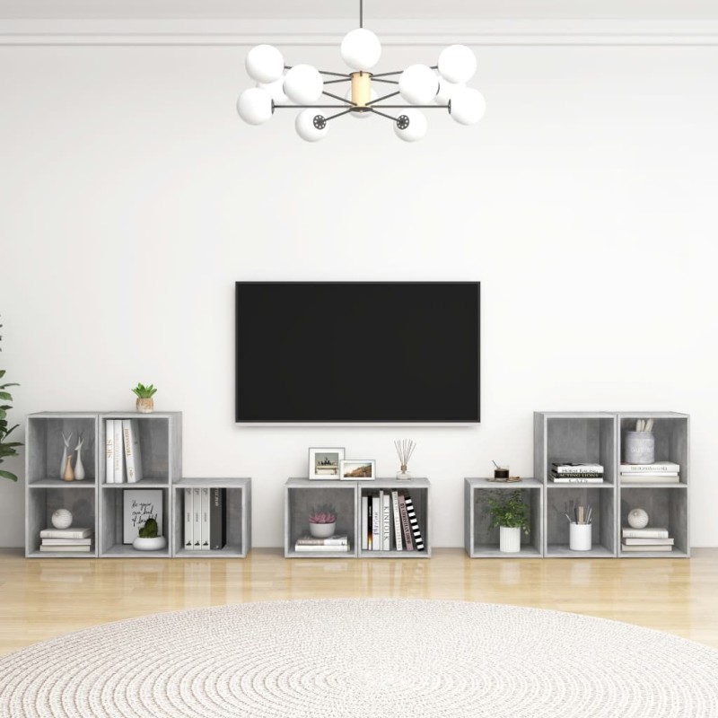 vidaXL 8-tlg. TV-Schrank-Set Betongrau Holzwerkstoff vidaXL 8-tlg. TV-Schrank-Set Betongrau Holzwerkstoff