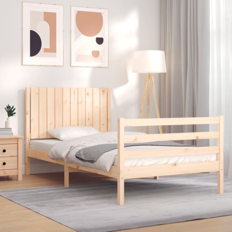 vidaXL Massivholzbett mit Kopfteil 100x200 cm vidaXL Massivholzbett mit Kopfteil 100x200 cm