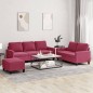 vidaXL 3-tlg. Sofagarnitur mit Kissen Weinrot Samt vidaXL 3-tlg. Sofagarnitur mit Kissen Weinrot Samt