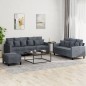vidaXL 3-tlg. Sofagarnitur mit Kissen Dunkelgrau Samt vidaXL 3-tlg. Sofagarnitur mit Kissen Dunkelgrau Samt