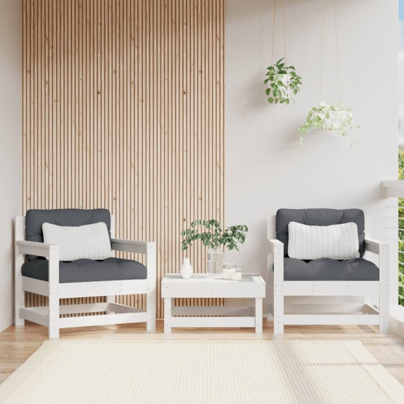 vidaXL Gartenstühle 2 Stk. Weiß Massivholz Kiefer vidaXL Gartenstühle 2 Stk. Weiß Massivholz Kiefer