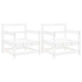 vidaXL Gartenstühle 2 Stk. Weiß Massivholz Kiefer