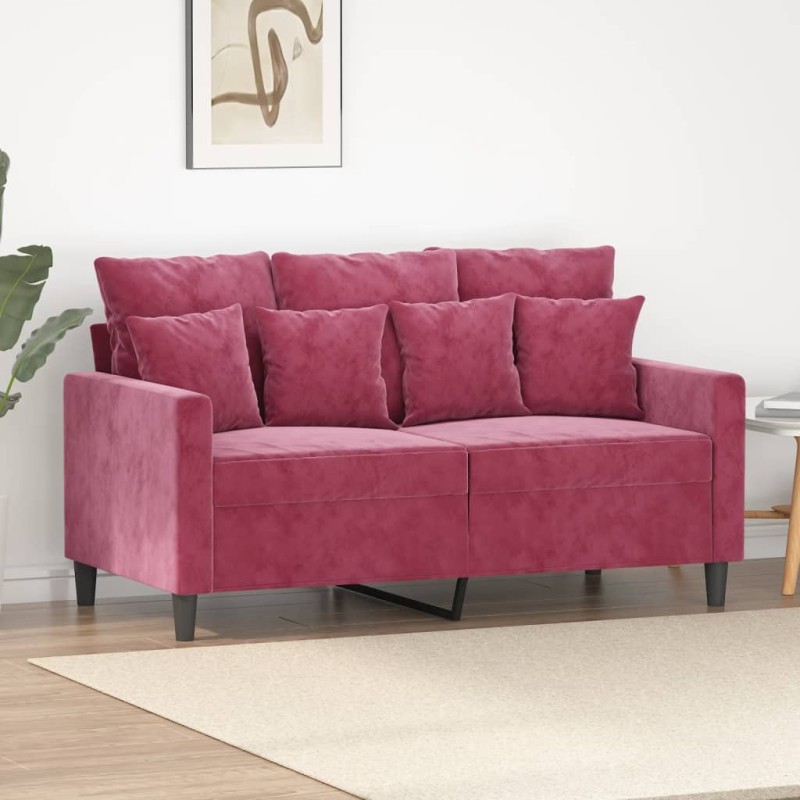 vidaXL 2-Sitzer-Sofa Weinrot 120 cm Samt vidaXL 2-Sitzer-Sofa Weinrot 120 cm Samt