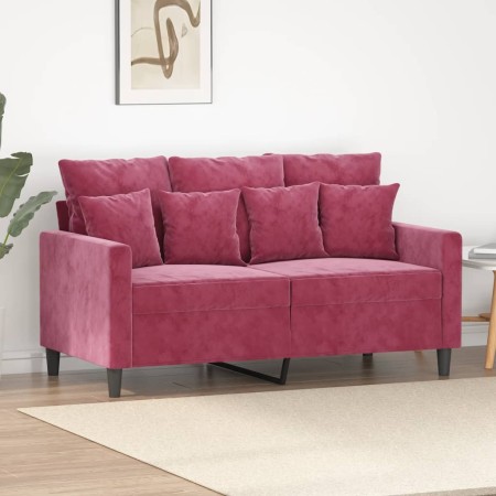 vidaXL 2-Sitzer-Sofa Weinrot 120 cm Samt
