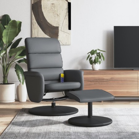 vidaXL Massagesessel mit Fußhocker Grau Kunstleder