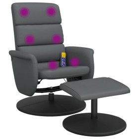 vidaXL Massagesessel mit Fußhocker Grau Kunstleder