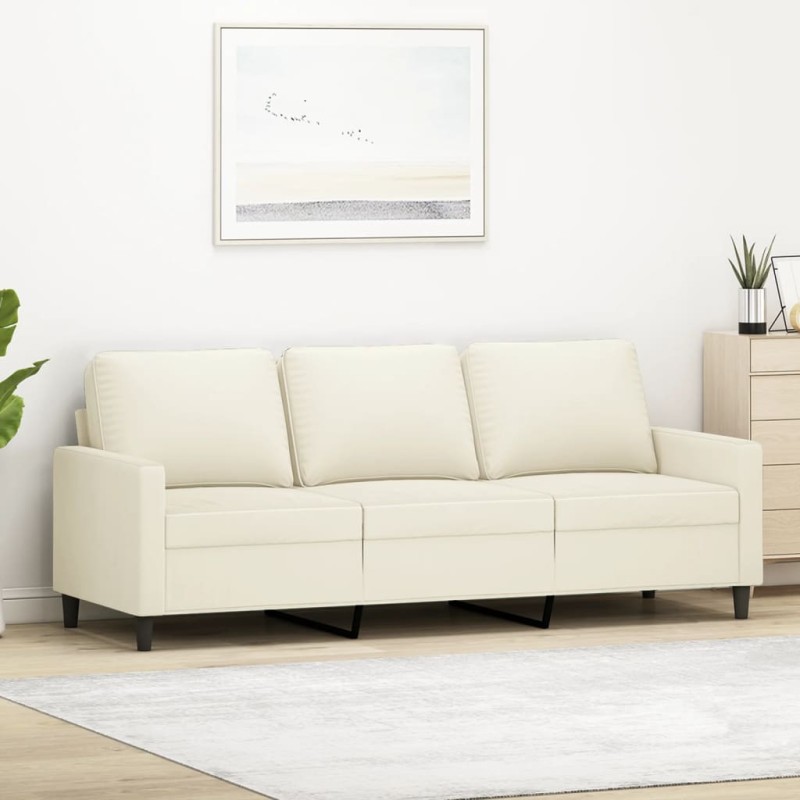 vidaXL 3-Sitzer-Sofa Creme 180 cm Samt vidaXL 3-Sitzer-Sofa Creme 180 cm Samt