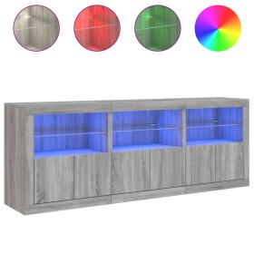 vidaXL Sideboard mit LED-Leuchten Grau Sonoma 181,5x37x67 cm