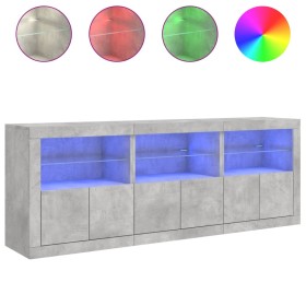 vidaXL Sideboard mit LED-Leuchten Betongrau 181,5x37x67 cm
