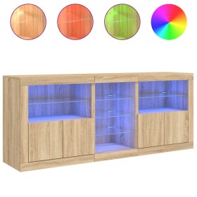 vidaXL Sideboard mit LED-Leuchten Sonoma-Eiche 181,5x37x67 cm