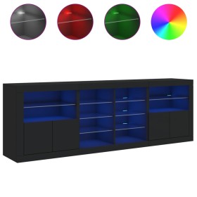 vidaXL Sideboard mit LED-Leuchten Schwarz 202x37x67 cm