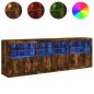 vidaXL Sideboard mit LED-Leuchten Räuchereiche 202x37x67 cm vidaXL Sideboard mit LED-Leuchten Räuchereiche 202x37x67 cm