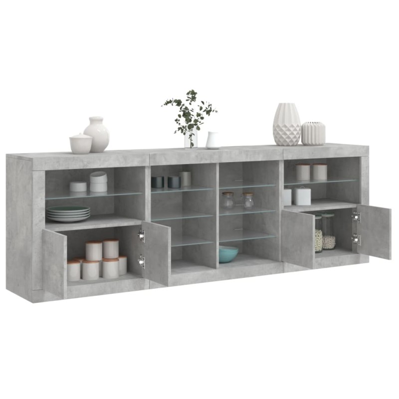 vidaXL Sideboard mit LED-Leuchten Betongrau 202x37x67 cm vidaXL Sideboard mit LED-Leuchten Betongrau 202x37x67 cm