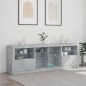 vidaXL Sideboard mit LED-Leuchten Betongrau 202x37x67 cm vidaXL Sideboard mit LED-Leuchten Betongrau 202x37x67 cm