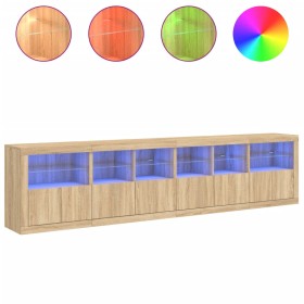 vidaXL Sideboard mit LED-Leuchten Sonoma-Eiche 283x37x67 cm