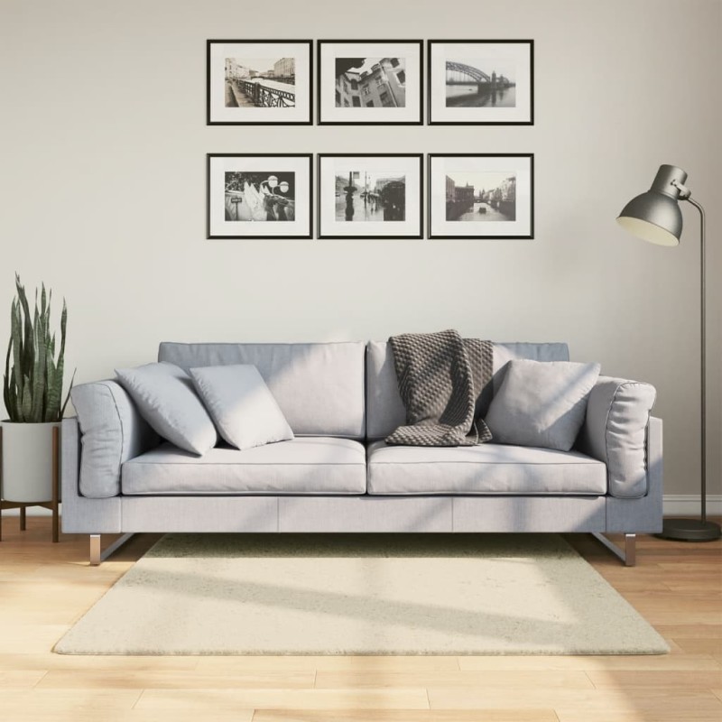vidaXL Teppich HUARTE Kurzflor Weich und Waschbar Creme 120x120 cm vidaXL Teppich HUARTE Kurzflor Weich und Waschbar Creme 120x120 cm