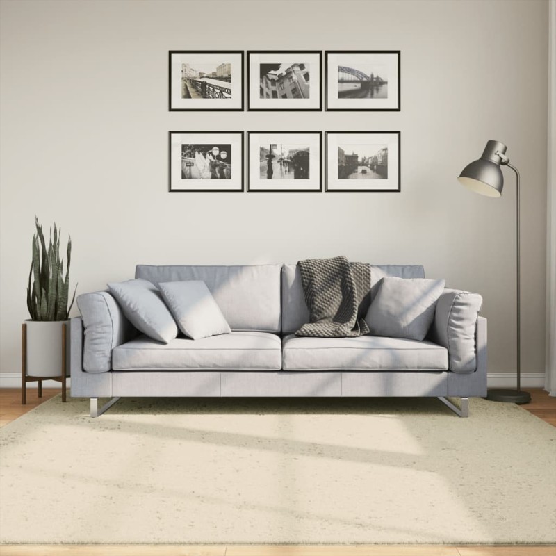 vidaXL Teppich HUARTE Kurzflor Weich und Waschbar Creme 200x200 cm vidaXL Teppich HUARTE Kurzflor Weich und Waschbar Creme 200x200 cm