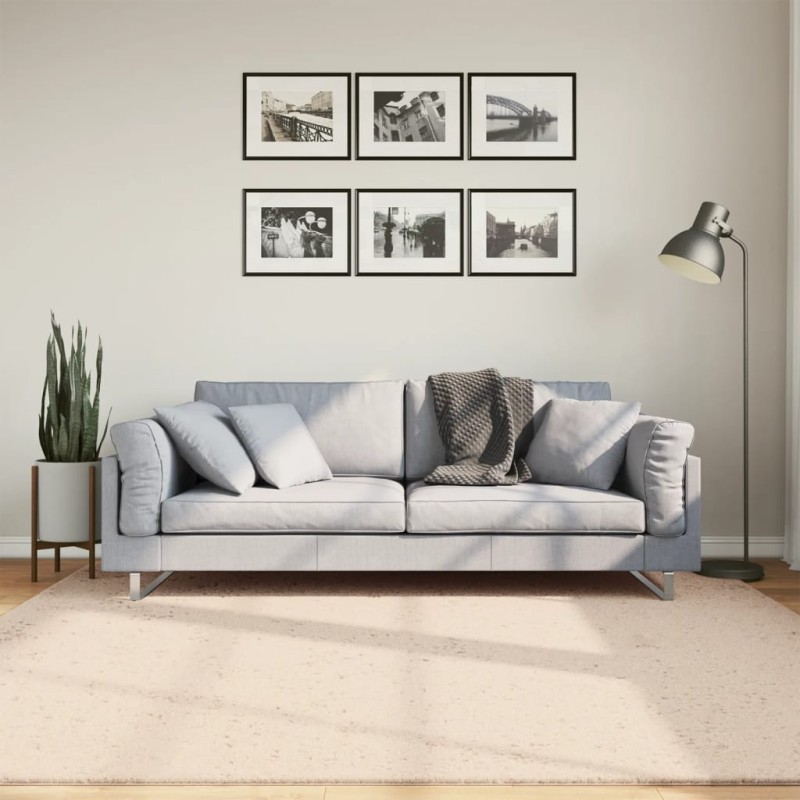 vidaXL Teppich HUARTE Kurzflor Weich und Waschbar Beige 200x200 cm vidaXL Teppich HUARTE Kurzflor Weich und Waschbar Beige 200x200 cm