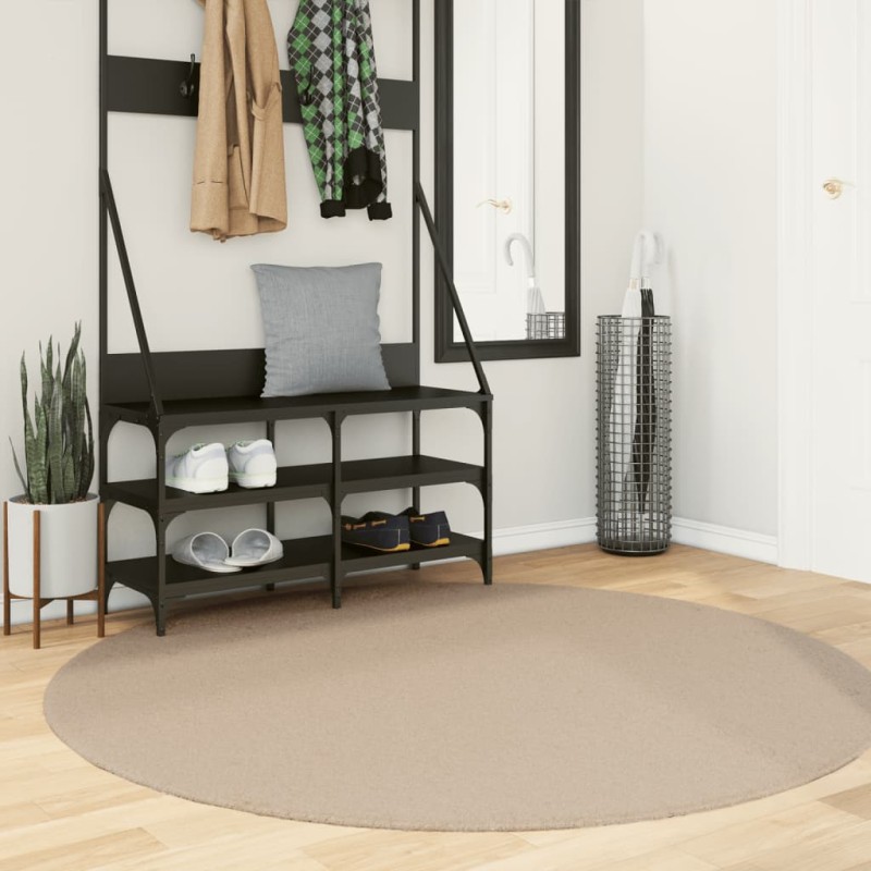 vidaXL Teppich HUARTE Kurzflor Weich und Waschbar Sandfarben Ø 160 cm vidaXL Teppich HUARTE Kurzflor Weich und Waschbar Sandfarben Ø 160 cm
