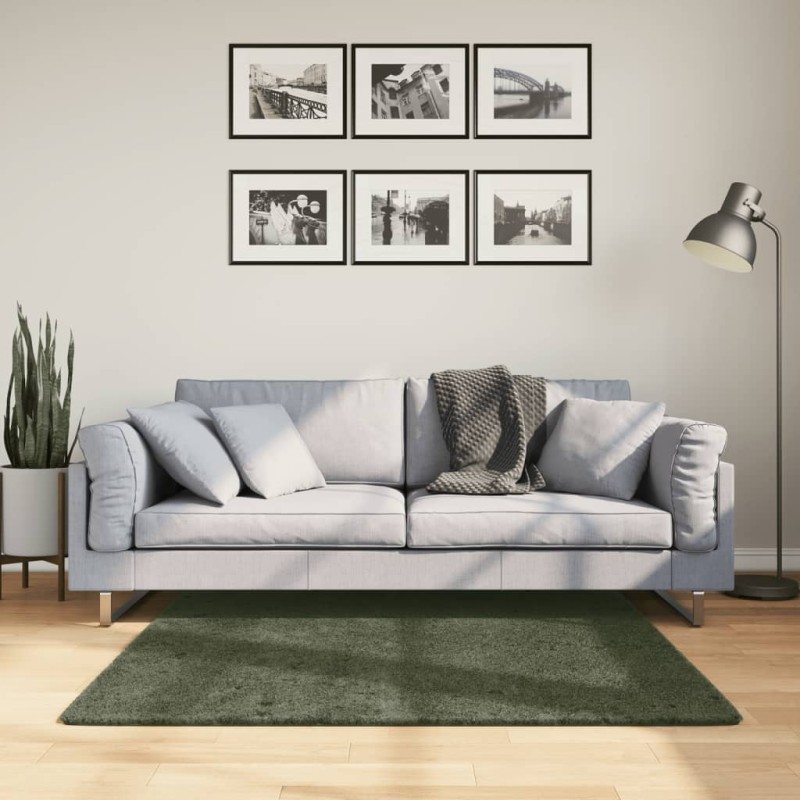 vidaXL Teppich HUARTE Kurzflor Weich und Waschbar Waldgrün 120x120 cm vidaXL Teppich HUARTE Kurzflor Weich und Waschbar Waldgrün 120x120 cm