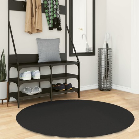 vidaXL Teppich HUARTE Kurzflor Weich und Waschbar Schwarz Ø 120 cm