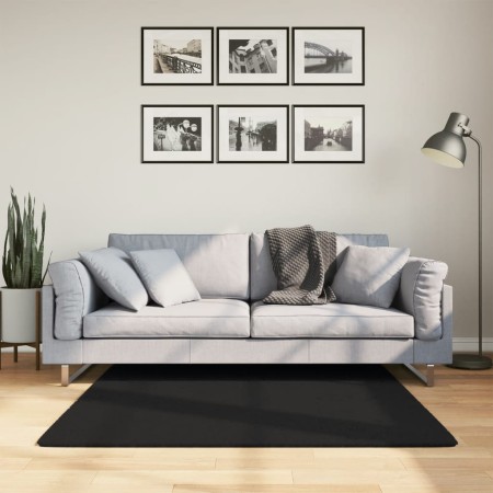 vidaXL Teppich HUARTE Kurzflor Weich und Waschbar Schwarz 120x120 cm