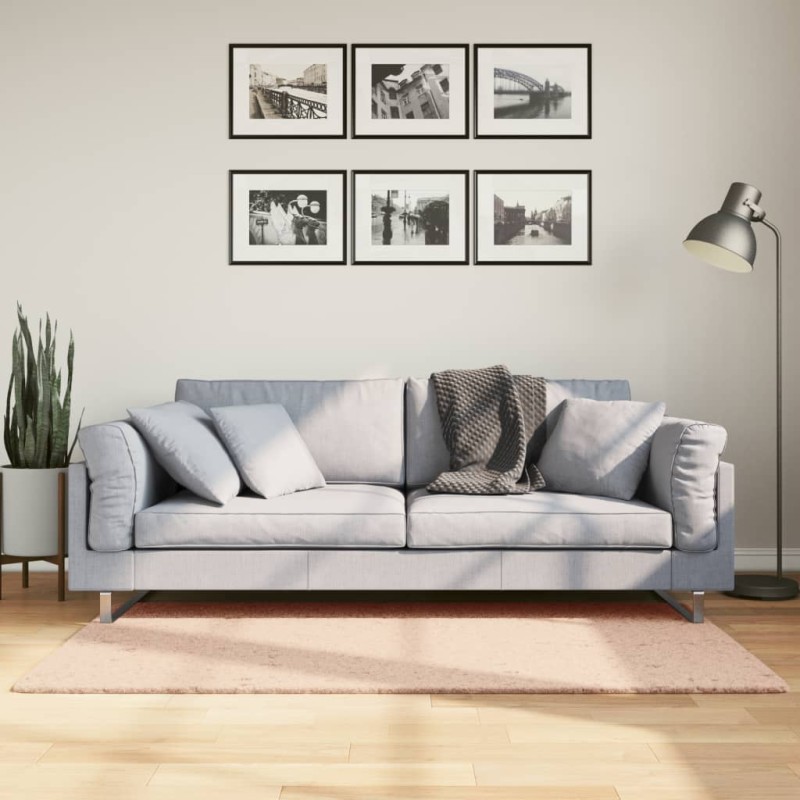 vidaXL Teppich HUARTE Kurzflor Weich und Waschbar Blassrosa 80x150 cm vidaXL Teppich HUARTE Kurzflor Weich und Waschbar Blassrosa 80x150 cm
