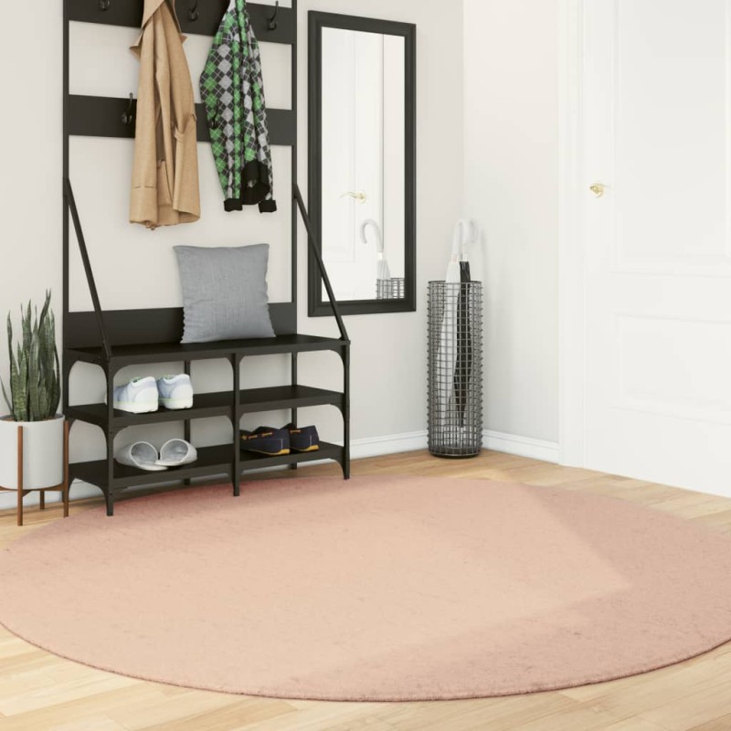 vidaXL Teppich HUARTE Kurzflor Weich und Waschbar Blassrosa Ø 200 cm vidaXL Teppich HUARTE Kurzflor Weich und Waschbar Blassrosa Ø 200 cm