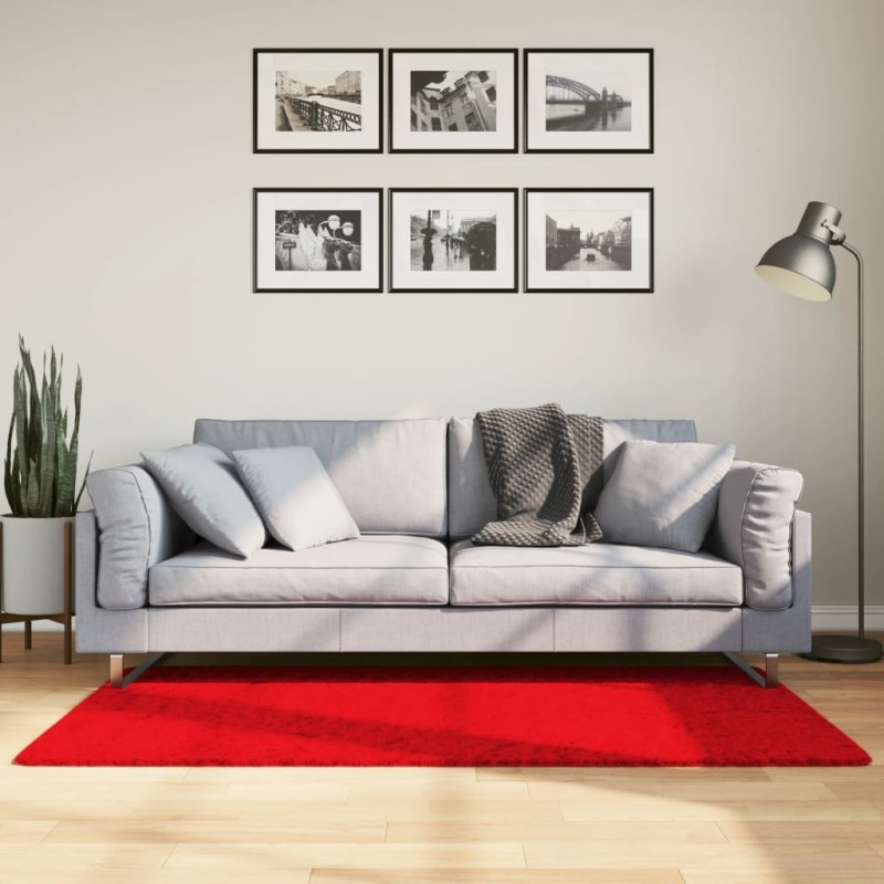 vidaXL Teppich HUARTE Kurzflor Weich und Waschbar Rot 80x150 cm vidaXL Teppich HUARTE Kurzflor Weich und Waschbar Rot 80x150 cm