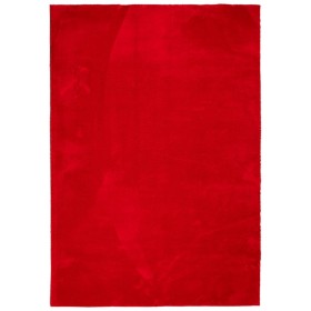 vidaXL Teppich HUARTE Kurzflor Weich und Waschbar Rot 140x200 cm