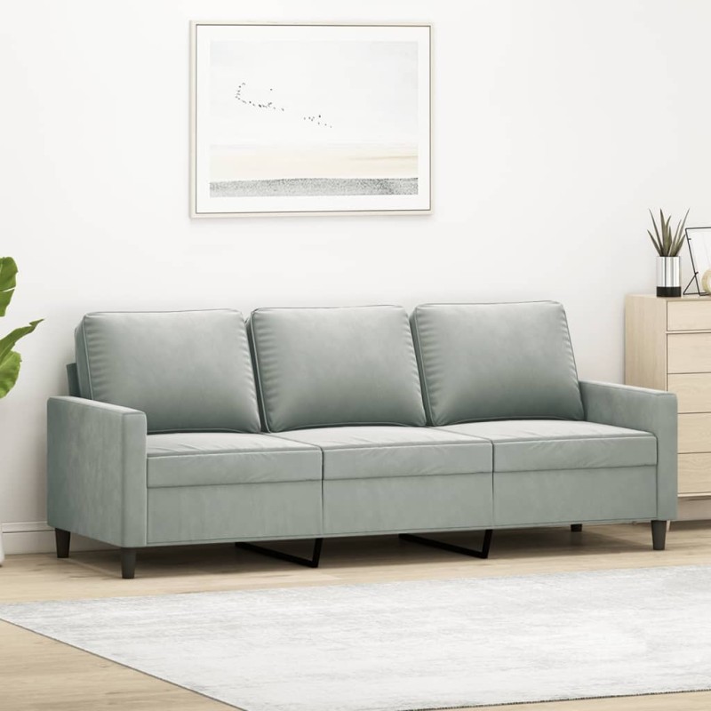 vidaXL 3-Sitzer-Sofa Hellgrau 180 cm Samt vidaXL 3-Sitzer-Sofa Hellgrau 180 cm Samt