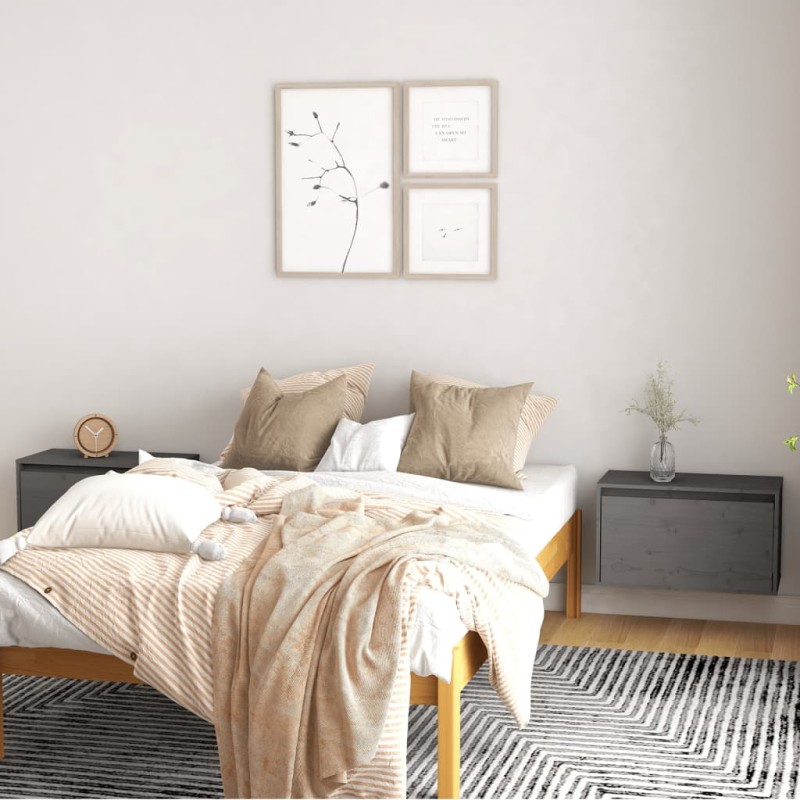 vidaXL Wandschränke 2 Stk. Grau 60x30x35 cm Massivholz Kiefer vidaXL Wandschränke 2 Stk. Grau 60x30x35 cm Massivholz Kiefer