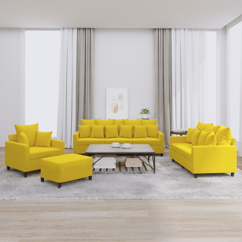 vidaXL 4-tlg. Sofagarnitur mit Kissen Gelb Samt vidaXL 4-tlg. Sofagarnitur mit Kissen Gelb Samt