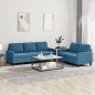 vidaXL 2-tlg. Sofagarnitur mit Kissen Blau Samt vidaXL 2-tlg. Sofagarnitur mit Kissen Blau Samt
