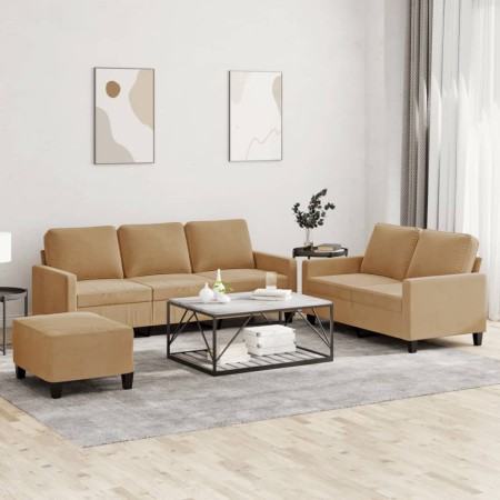 vidaXL 3-tlg. Sofagarnitur mit Kissen Braun Samt