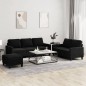 vidaXL 3-tlg. Sofagarnitur mit Kissen Schwarz Samt vidaXL 3-tlg. Sofagarnitur mit Kissen Schwarz Samt