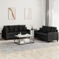 vidaXL 2-tlg. Sofagarnitur mit Kissen Schwarz Samt vidaXL 2-tlg. Sofagarnitur mit Kissen Schwarz Samt