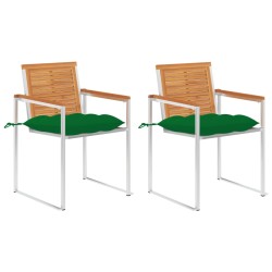 Gartenstühle mit Kissen 2 Stk. Massivholz Akazie und Stahl