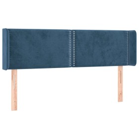 vidaXL Kopfteil mit Ohren Dunkelblau 147x16x78/88 cm Samt