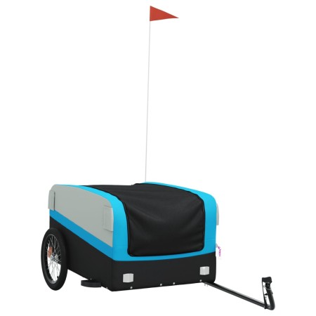 vidaXL Fahrradanhänger Schwarz und Blau 45 kg Eisen