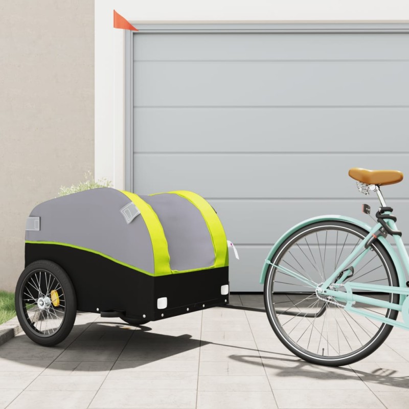 vidaXL Fahrradanhänger Schwarz und Grün 45 kg Eisen vidaXL Fahrradanhänger Schwarz und Grün 45 kg Eisen