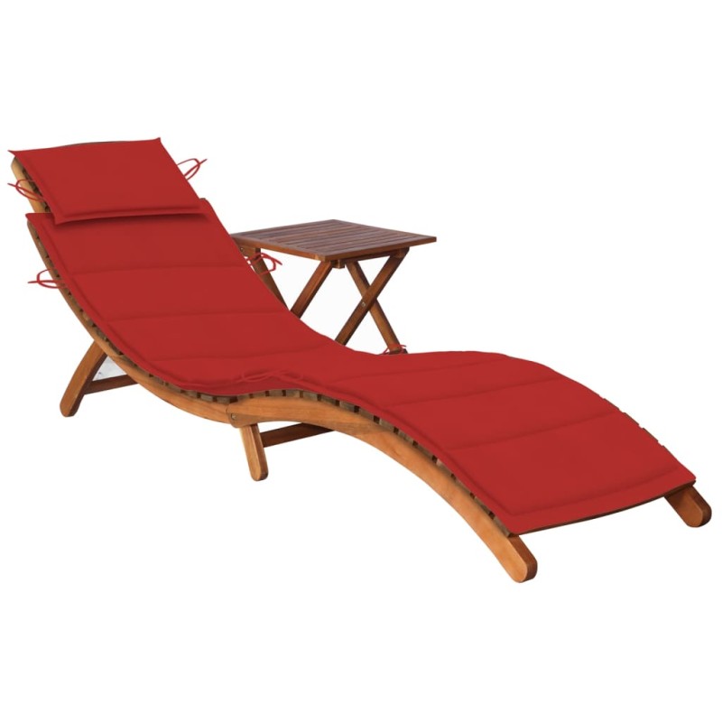vidaXL Sonnenliege mit Tisch und Auflage Massivholz Akazie vidaXL Sonnenliege mit Tisch und Auflage Massivholz Akazie