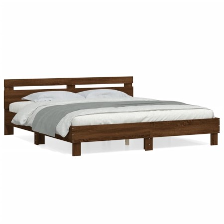 vidaXL Bettgestell mit Kopfteil Braun Eichen-Optik 200x200 cm